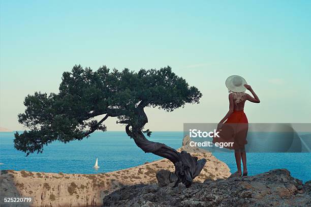 Young Woman Waiting For Sailboat Stock Photo - Download Image Now - 20-29 Years, Adult, Adults Only