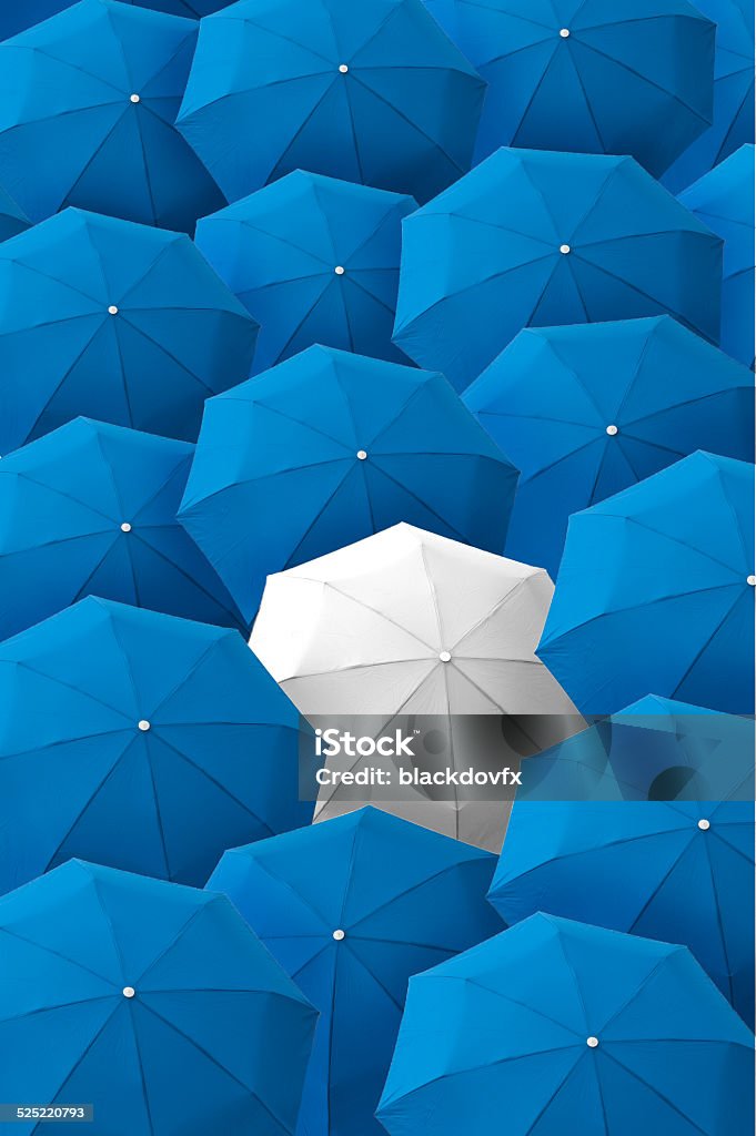 Umbrella, leader, unique, boss, individuality, original, special. Different, leader, best, unique, boss, individuality, original, special, worst, first, chief, champion and discrimination concept. Pattern Stock Photo