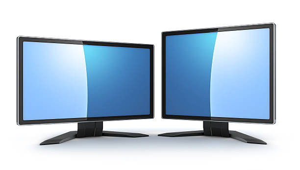 istock Two monitor on white background 525221620
