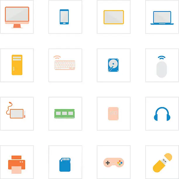 Vector illustration of Computer device icons set.
