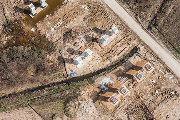 istock Aerial view of highway  construction site 525222740