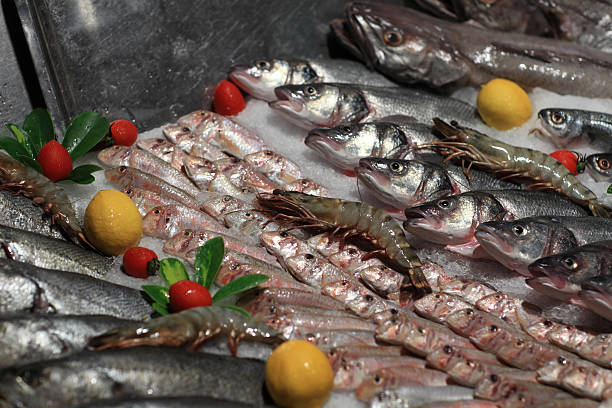 istock Fish and shrimps on the ice 525223475