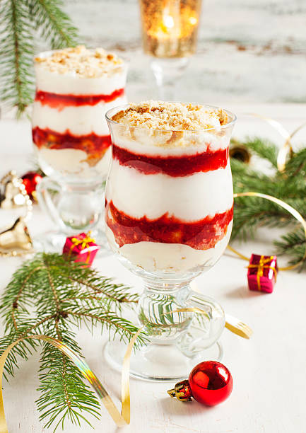 istock Layered strawberry dessert with cream. 525224611