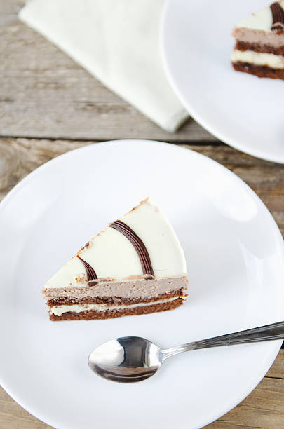 istock piece of chocolate cake on a white plate 525224645