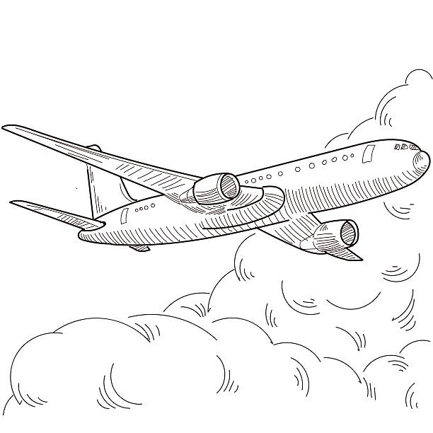 samolot pasażerski - ding stock illustrations