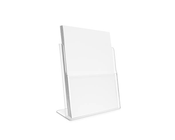 Blank flyer mockup glass plastic transparent holder isolated