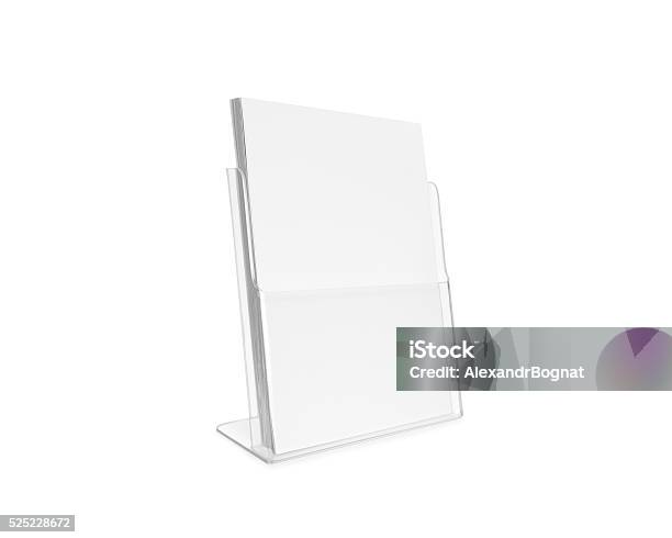 Blank Flyer Mockup Glass Plastic Transparent Holder Isolated Stock Photo - Download Image Now