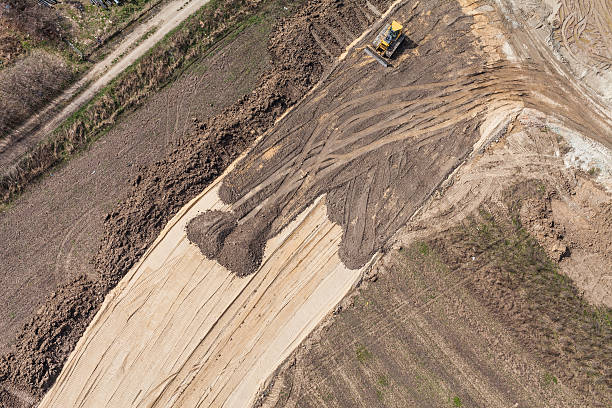 istock Aerial view of the working earth mover 525229372