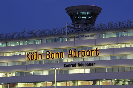 Cologne, Germany - March 14, 2016: View of Cologne Bonn Airport Terminal 1 (CGN) in Cologne, Germany. Cologne Bonn Airport is the sixth busiest airport in Germany.