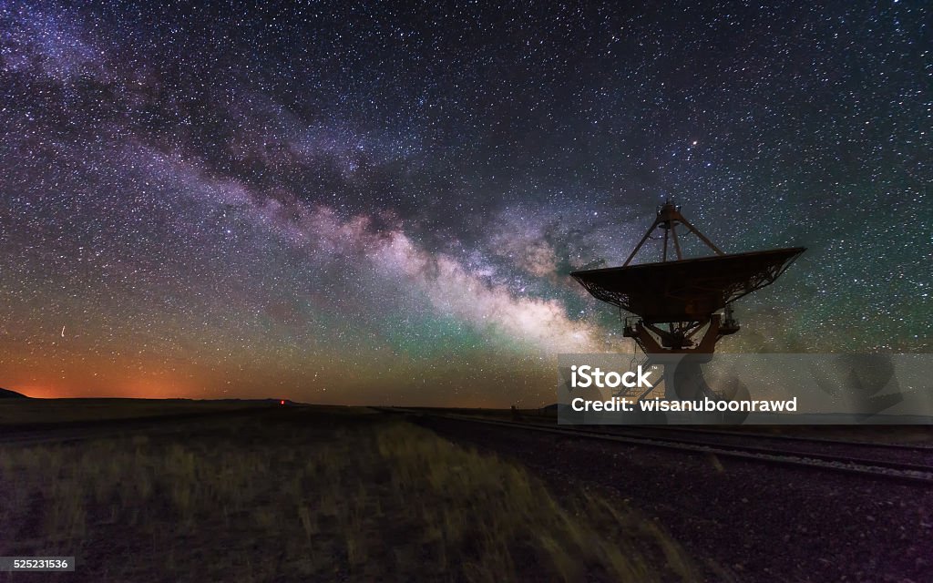 Milchstraße und groß Antenne Gericht, Teleskop - Lizenzfrei Weltraumforschung Stock-Foto