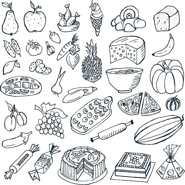 Vector illustration of Food Doodles