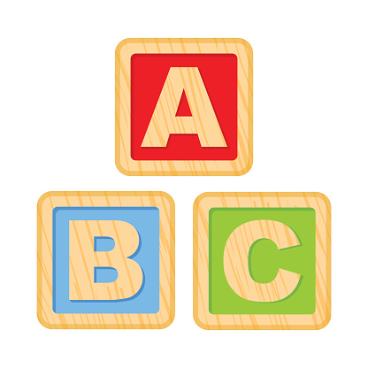 ABC blocks. Wooden alphabet cubes with A,B,C letters. 10eps
