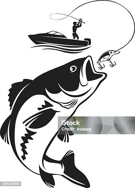 Ilustración de Pesca De Bajo y más Vectores Libres de Derechos de Pez - Pez, Pescar, Lucioperca exótico
