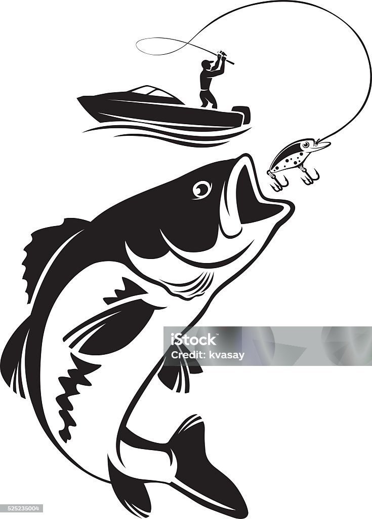 fishing for bass Icons fishing for bass Fish stock vector