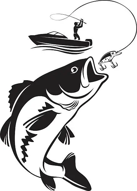 Vector illustration of fishing for bass