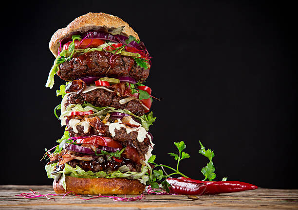 istock delicious big hamburger on wood 525241209