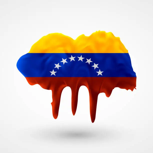 Vector illustration of Flag of Venezuela painted colors