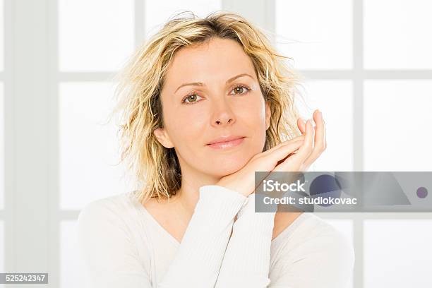 Woman Middle Age And Skin Care Stock Photo - Download Image Now - 40-44 Years, Women, One Woman Only