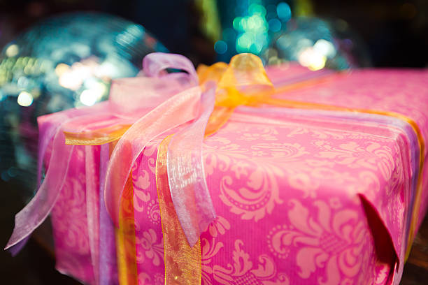 Elegantly wrapped new year christmas xmas birthday present git box