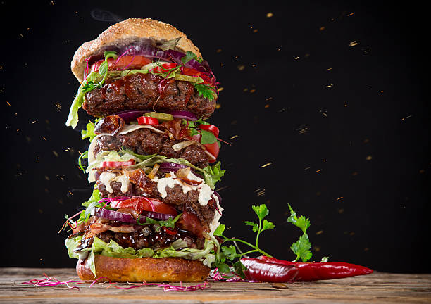 istock delicious big hamburger on wood 525244111