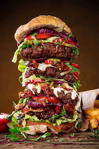 istock delicious big hamburger on wood 525244139