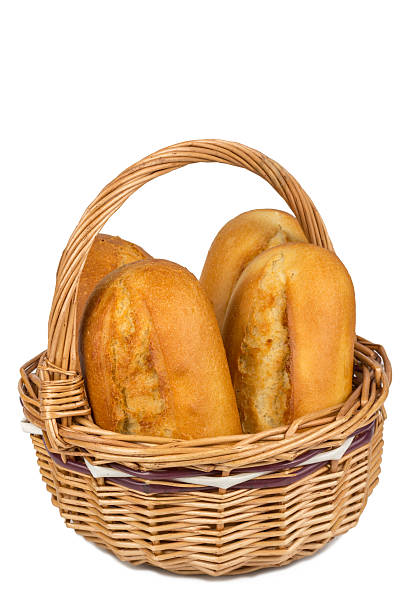 istock buns in the bread basket on white background 525245269