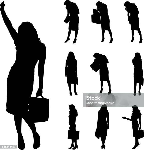 Vector Silhouette Of A Businesswoman Stock Illustration - Download Image Now - Activity, Adult, Beautiful People