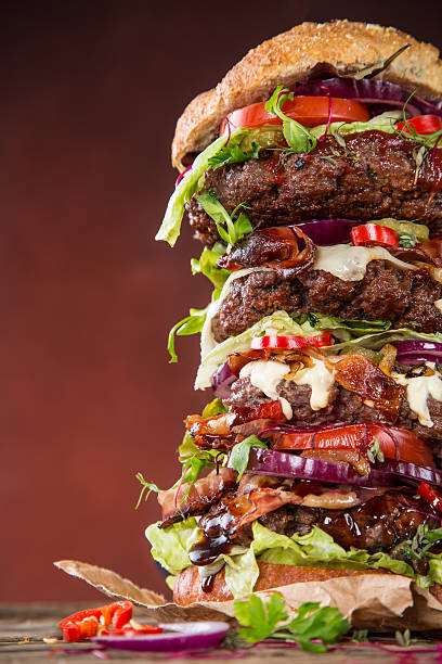 istock delicious big hamburger on wood 525245457