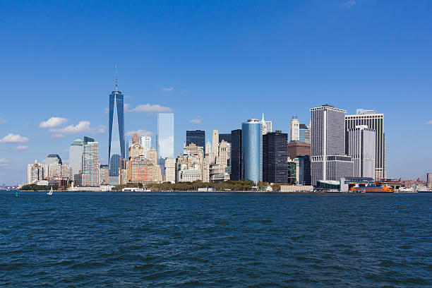 nyc skyline financial district stock photo