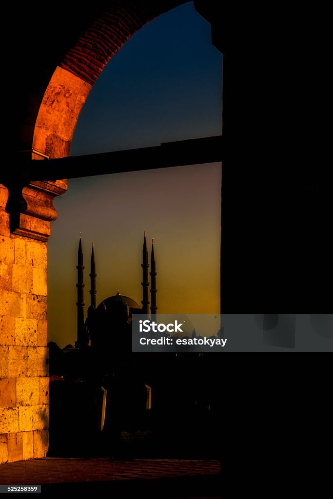 Autumn Sunset in Edirne Edirne sunrise in Tunca Architectural Dome Stock Photo