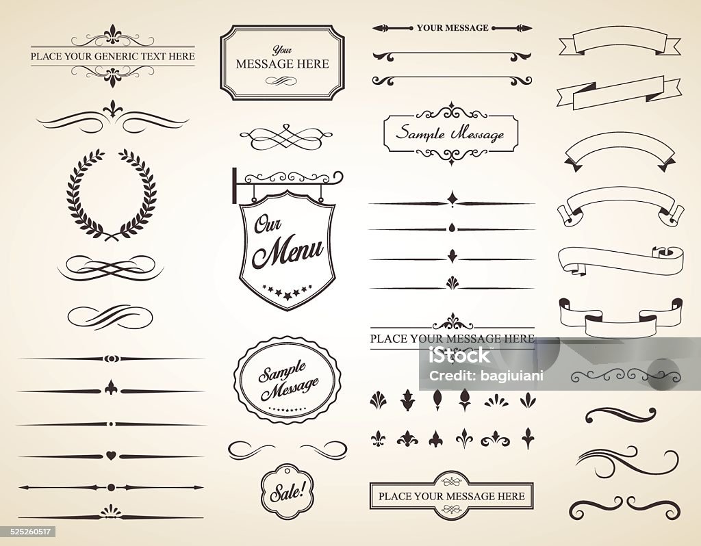 Bộ Vector Của Các Yếu Tố Thư Pháp Cổ Điển Hình minh họa Sẵn có ...