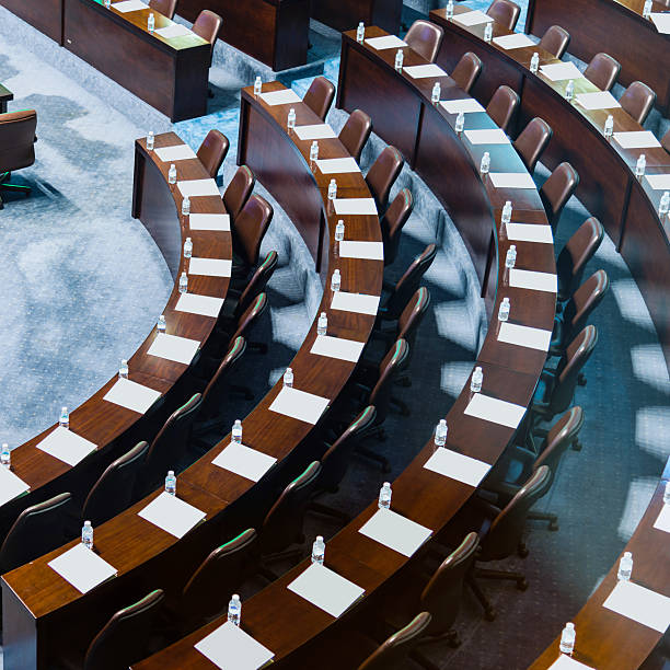istock high angle view of conference hall 525260839