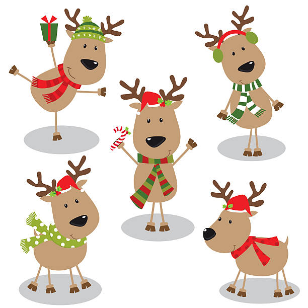 ilustrações de stock, clip art, desenhos animados e ícones de rudolf fofo - reindeer