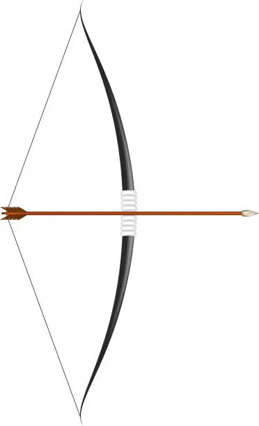 Vector illustration of Black bow and arrow