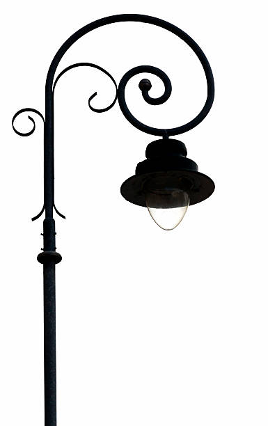 istock Street light silhouette islotaed on white background, copy space 525264601