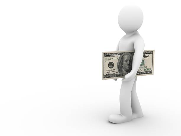 istock man with dollar showing thumbs up on white background. 525270149