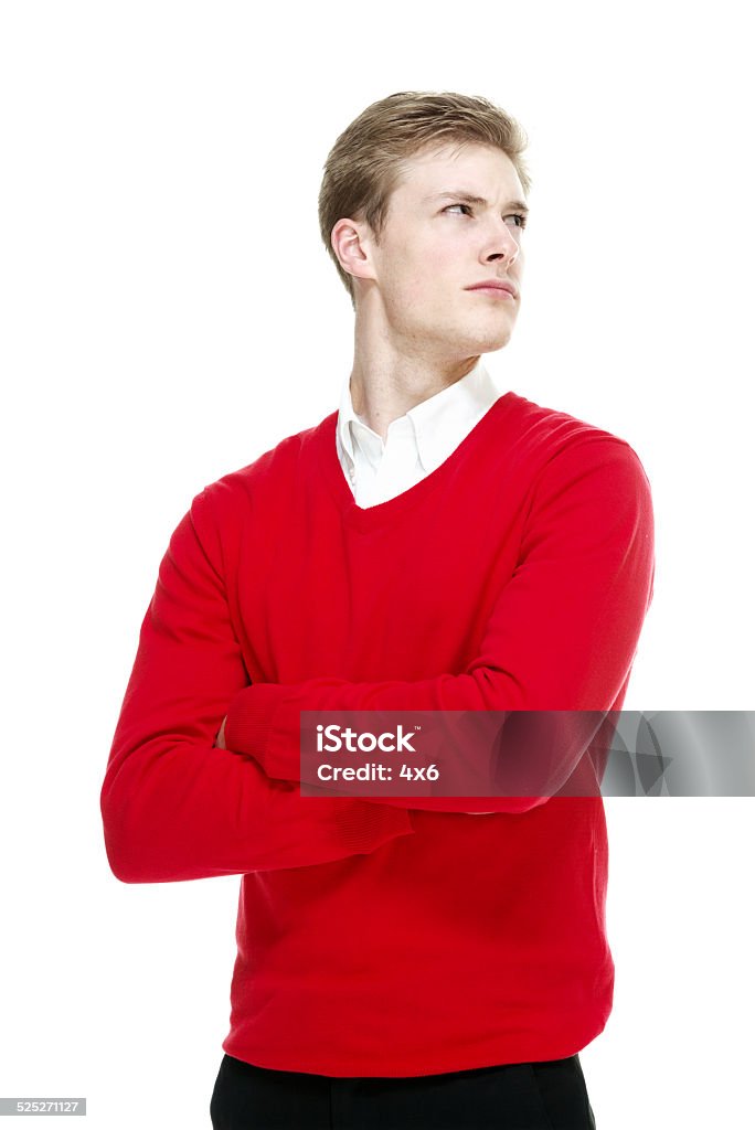 Man in sweater & looking away Man in sweater & looking awayhttp://www.twodozendesign.info/i/1.png Cut Out Stock Photo