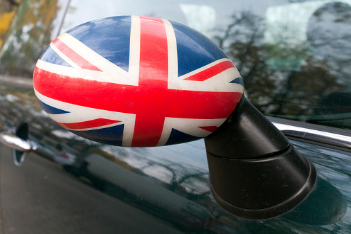Union Jack on a rear view mirror