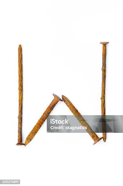 Rusty Nails W Stock Photo - Download Image Now - Alphabet, Alphabetical Order, Art And Craft