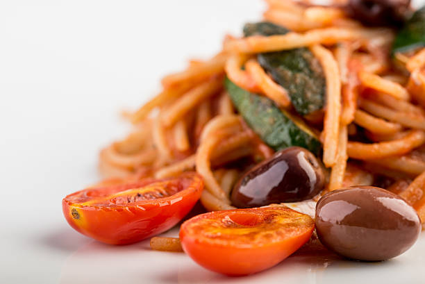 Tasty Pasta Food with Tomato Slices