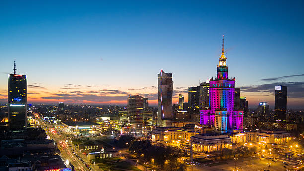 istock Warsaw City by night, Poland 525302111