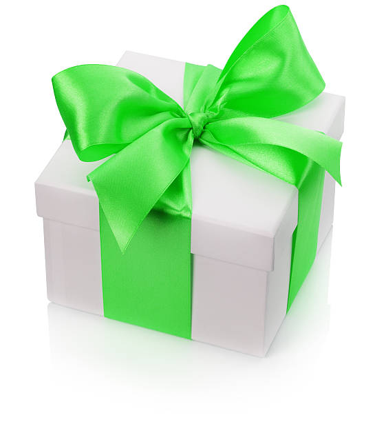 istock gift box with green bow isolated on the white background 525302617