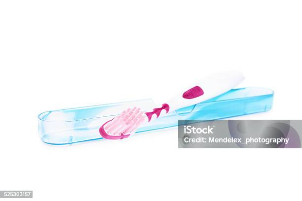 Toothbrush With A Protective Cover Stock Photo - Download Image Now - Toothbrush, Blue, Close-up