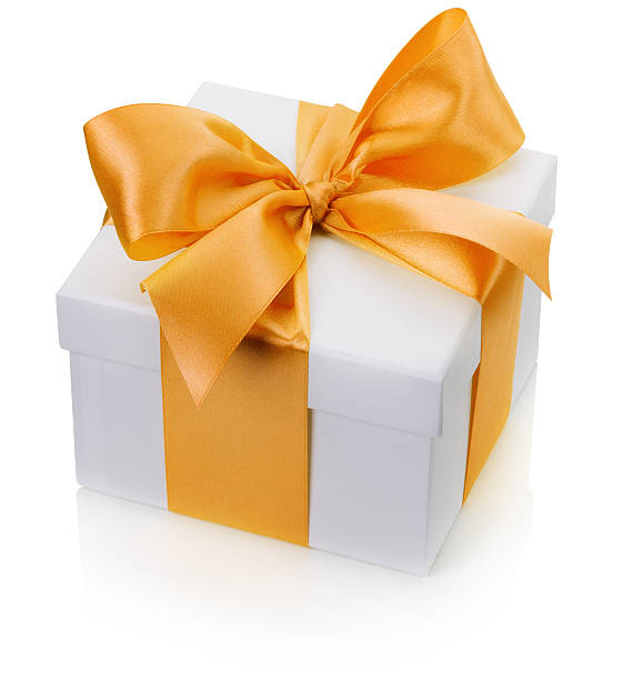 istock gift box with yellow bow isolated on the white background 525303231