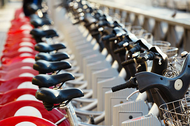 istock City Hire Bicycles Parked In Row 525316283