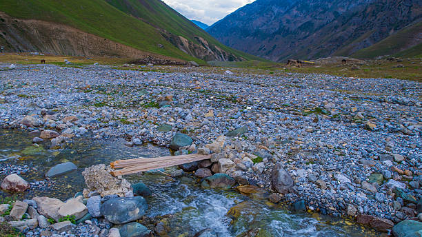 istock wodden bridge to cross stream 525316505