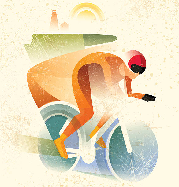 illustrazioni stock, clip art, cartoni animati e icone di tendenza di bycicle corsa - riding old old fashioned motion