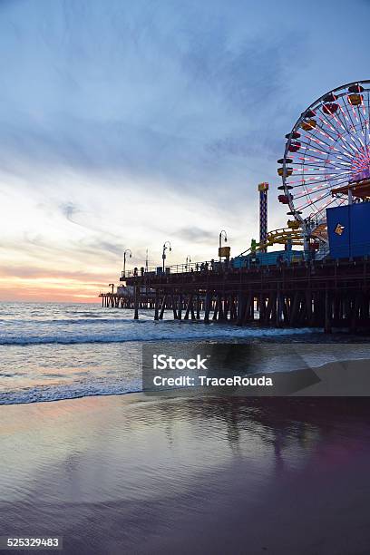 Santa Monica Beach At Sunset Stock Photo - Download Image Now - Adventure,  Amusement Park, Beach - iStock
