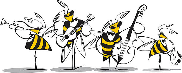 ilustrações, clipart, desenhos animados e ícones de beez jazz band - bebop