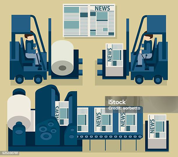 Newspaper Stock Illustration - Download Image Now - Printing Press, Newspaper, Printing Plant